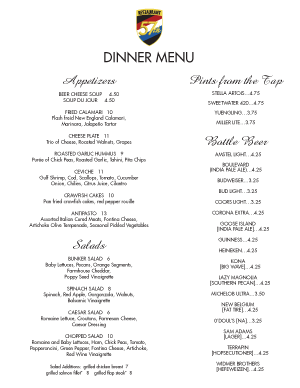 Dinner Menu